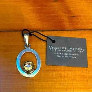 Stunning! Designer Charles Albert Sterling and Citrine Pendant NWT